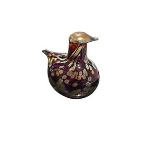Iittala Oiva Toikka Nuutajärvi Ruby Red Glass Bird Dove Art Figurine Finland
